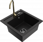 Plautuvė su virtuviniu mai&scaron;ytuvu Mexen Vito, granitas, 49 cm x 52 cm x 21 cm, aukso sp./juoda sp./chromo sp.