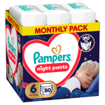 Sauskelnės nakčiai Pampers Night, 6 dydis, 13 - 19 kg, 80 vnt.