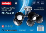 Kri&scaron;tolinis sietynas lubų ActiveJet Paloma 5P, E27, 5 x 40 W, juoda sp.