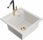 Plautuvė su virtuviniu mai&scaron;ytuvu Mexen Vito, granitas, 49 cm x 52 cm x 21 cm, aukso/balta/juoda