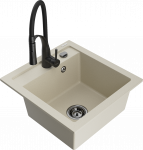 Plautuvė su virtuviniu mai&scaron;ytuvu Mexen Vito, granitas, 52 cm x 49 cm x 21 cm, juoda sp./rusva sp.