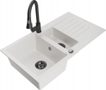 Plautuvė su virtuviniu mai&scaron;ytuvu Mexen Matias Elia, granitas, 90 cm x 50.5 cm x 20 cm, balta sp./juoda sp.