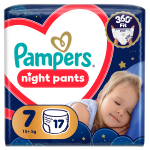Sauskelnės nakčiai Pampers Night, 7 dydis, 15 kg, 17 vnt.