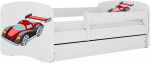 Vaiki&scaron;ka lova Kocot Kids Babydreams Racing Car, balta sp., 80 x 180 cm, su patalynės dėže, su čiužiniu