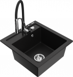 Plautuvė su virtuviniu mai&scaron;ytuvu Mexen Vito Aster, derva/granitas, 52 cm x 49 cm x 21 cm, sidabro/juoda