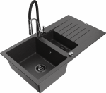 Plautuvė su virtuviniu mai&scaron;ytuvu Mexen Matias, granitas, 90 cm x 50.5 cm x 20 cm, juoda sp./chromo sp.