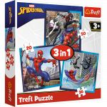 Dėlionė 3in1 Trefl Spider Man 3in1, 19.5 cm x 20 cm, 106 vnt., įvairių spalvų