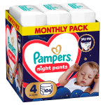 Sauskelnės nakčiai Pampers Night, 4 dydis, 9 - 15 kg, 104 vnt.