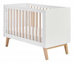 Kūdikio lovytė Pinio Swing 034-010-310, balta sp./medžio sp., 60 x 120 cm, be patalynės dėžės, be čiužinio