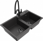 Plautuvė su virtuviniu mai&scaron;ytuvu Mexen Tomas Duo, granitas, 80 cm x 50 cm x 19 cm, black granite col.