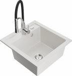 Plautuvė su virtuviniu mai&scaron;ytuvu Mexen Vito Aster, granitas, 52 cm x 49 cm x 21 cm, balta sp./juoda sp./chromo sp.