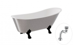 Vonia, laisvai pastatoma Besco Olaya Glam, 160 cm x 68 cm x 68 cm, ovalas, sidabro sp./juoda sp.