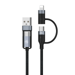 Laidas Tellur 4in1 USB/USB-C - USB-C/Lightning, Lightning/USB/USB-C, juoda sp., 65 W