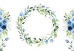 Fototapetas Artgeist Romantic Wreath - Plant Motif With Blue Flowers And Leaves, 70 cm x 100 cm