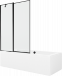 Vonia su sienele, laisvai pastatoma Mexen Cube, 170 cm x 80 cm x 39 cm, stačiakampis, balta/juoda
