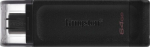 USB atmintinė Kingston DataTraveler 70, juoda sp., 64 GB