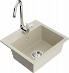 Virtuvinė plautuvė Mexen Milo 6505-69-670200-00, granitas, 43.5 cm x 41 cm x 17.1 cm, chromo sp./smėlio sp.