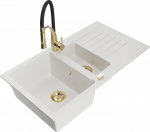 Plautuvė su virtuviniu mai&scaron;ytuvu Mexen Matias Aster, granitas, 90 cm x 50.5 cm x 20 cm, aukso sp./balta sp./juoda sp.