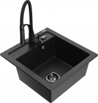 Plautuvė su virtuviniu mai&scaron;ytuvu Mexen Vito, derva/granitas, 49 cm x 52 cm x 21 cm, juoda sp.
