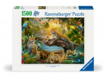 Dėlionė Ravensburger Leopard Family In The Jungle, 60 cm x 80 cm, 1500 vnt., įvairių spalvų