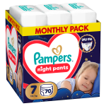 Sauskelnės nakčiai Pampers Night, 7 dydis, 15 kg, 70 vnt.