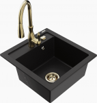 Plautuvė su virtuviniu mai&scaron;ytuvu Mexen Vito Savita, derva/granitas, 52 cm x 49 cm x 21 cm, aukso/juoda