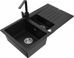 Plautuvė su virtuviniu mai&scaron;ytuvu Mexen Matias Rita, granitas, 90 cm x 50.5 cm x 20 cm, sidabro/juoda