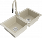 Plautuvė su virtuviniu mai&scaron;ytuvu Mexen Mario, derva/granitas, 82 cm x 43.6 cm x 16.1 cm, smėlio sp.