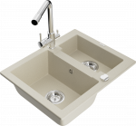 Plautuvė su virtuviniu mai&scaron;ytuvu Mexen Carlos Beige+Chrome, granitas, 58 cm x 47 cm x 17.7 cm, beige+chrome sp.