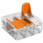 Laidų jungė Wago 221-413/50, 3 x 0,2-4 mm&sup2;, 32 A, oranžinė sp., 50 vnt.