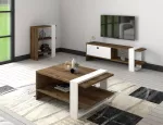 Svetainės baldų komplektas Kalune Design Gaye, vidaus, balta sp./rie&scaron;uto sp.