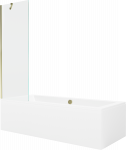 Vonia su sienele, įmontuojama Mexen Cube, 180 cm x 80 cm x 39 cm, stačiakampis, aukso/balta
