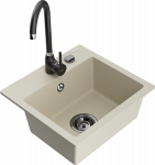Virtuvinė plautuvė Mexen Milo 6505-69-670200-70, granitas, 43.5 cm x 41 cm x 17.1 cm, juoda sp./smėlio sp.