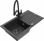 Plautuvė su virtuviniu mai&scaron;ytuvu Mexen Pablo Duo, granitas, 75.2 cm x 43.6 cm x 16.1 cm, black granite col.