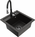 Plautuvė su virtuviniu mai&scaron;ytuvu Mexen Vito, granitas, 49 cm x 52 cm x 21 cm, metallic black / gold sp.