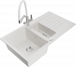 Plautuvė su virtuviniu mai&scaron;ytuvu Mexen Matias Duo, granitas, 90 cm x 50.5 cm x 20 cm, balta