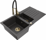 Plautuvė su virtuviniu mai&scaron;ytuvu Mexen Matias, granitas, 90 cm x 50.5 cm x 20 cm, aukso/juoda/black granite
