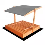 Smėlio dėžė su smėliu 4IQ Hatis, 120 x 120 cm, su dangčiu, ruda sp./pilka sp., 285 kg