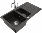Plautuvė su virtuviniu mai&scaron;ytuvu Mexen Matias Carla, granitas, 90 cm x 50.5 cm x 20 cm, metallic black / gold