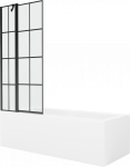 Vonia, su sienele su sienele, laisvai pastatoma Mexen Cubik, 160 cm x 70 cm x 40 cm, stačiakampis, balta sp./juoda sp.