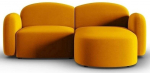 Kampinė sofa Micadoni Home Blair Velvet, geltona sp., de&scaron;ininė, 194 x 155 cm x 80 cm