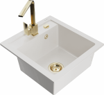 Plautuvė su virtuviniu mai&scaron;ytuvu Mexen Vito, granitas, 49 cm x 52 cm x 21 cm, aukso sp./balta sp.