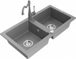 Plautuvė su virtuviniu mai&scaron;ytuvu Mexen Mario, derva/granitas, 82 cm x 43.6 cm x 16.1 cm, pilka