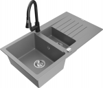 Plautuvė su virtuviniu mai&scaron;ytuvu Mexen Matias, granitas, 90 cm x 50.5 cm x 20 cm, juoda sp./pilka sp.