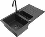 Plautuvė su virtuviniu mai&scaron;ytuvu Mexen Matias Telma, granitas, 90 cm x 50.5 cm x 20 cm, juoda sp.