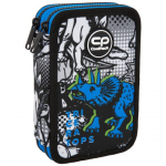 Penalas, su priedais CoolPack Jumper 2 T-Rex, 19.5 cm x 12.5 cm, mėlyna/balta/juoda