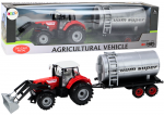 Žaisliniai traktoriai su priedais Lean Toys Agricultural, sidabro sp./raudona sp.