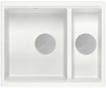 Virtuvinė plautuvė Quadron Logan 150, granitas, 56 cm x 46 cm x 22 cm, balta sp./nerūdijančiojo plieno sp.