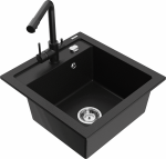 Plautuvė su virtuviniu mai&scaron;ytuvu Mexen Vito, derva/granitas, 49 cm x 52 cm x 21 cm, juoda sp.