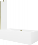 Vonia su sienele, laisvai pastatoma Mexen Cube, 170 cm x 80 cm x 39 cm, stačiakampis, skaidri/aukso